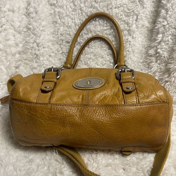 Fossil long live vintage Pebbled Leather Marlow tan Satchel/Shoulder bag . - Picture 6 of 14
